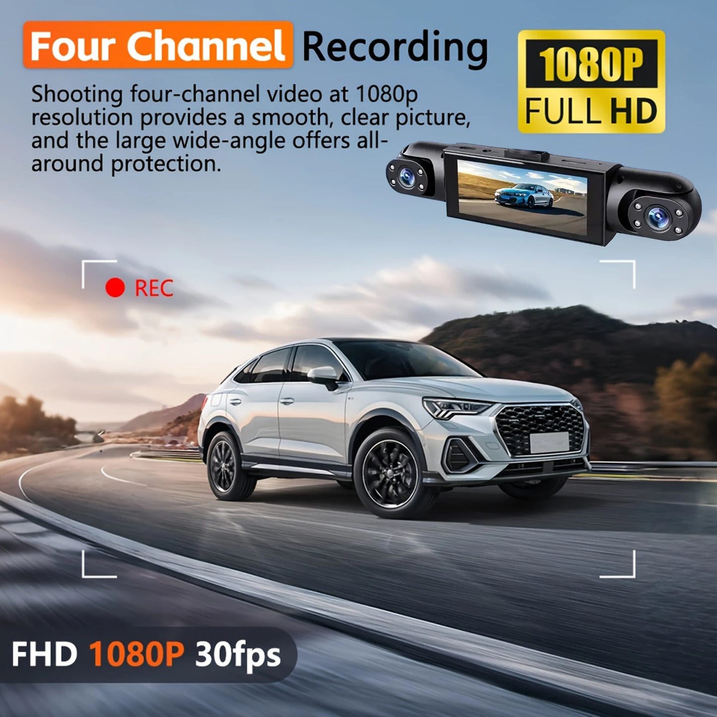 All-in-One Wireless Dash Cam (Front + Rear | 1080P HD)