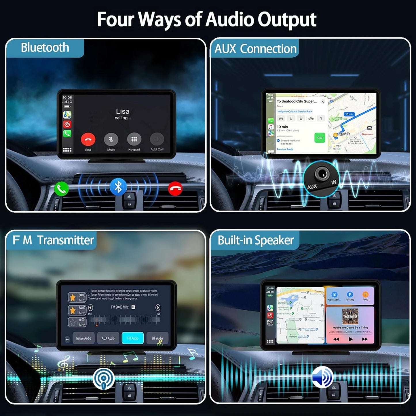 MotornestPro™ Wireless CarPlay Touchscreen Display (Android Auto + Bluetooth + GPS)